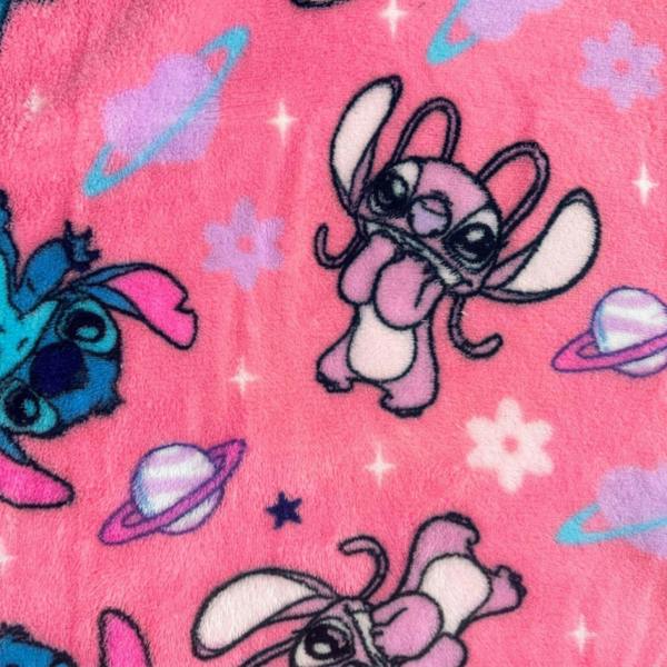 Tex-ass Girls Disney Stitch & Angel Hooded Blanket Pink One Size