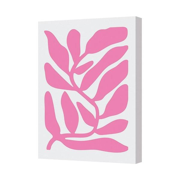 Benjamin Tate Design Pink Leaf Canvas Art Print In Deep Wooden Frame Handmade In UK