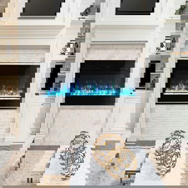 40 Inch Electric Fireplace Glass Panel Colorful Flame Insert Wall Mounted Heater Fireplaces Living and Home