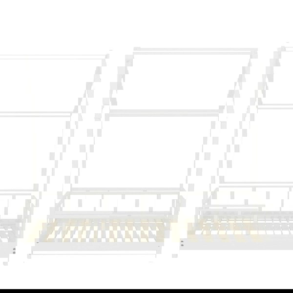 House Shape Bed Frame Pine Wood Toddler Bed with Safety Guard Fence Bed Frames Living and Home