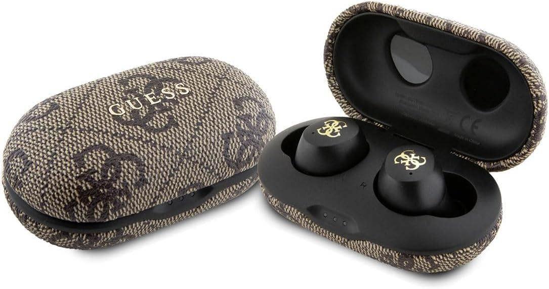 Guess 4G Metal Logo True Wireless Earbuds with Charging Case Brown - GUTWSP4EGW