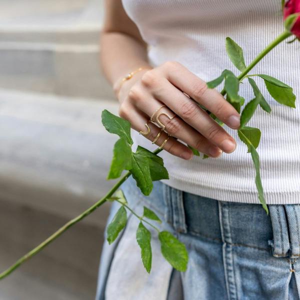Spero London Sterling Silver Multi-Row Pinky Ring