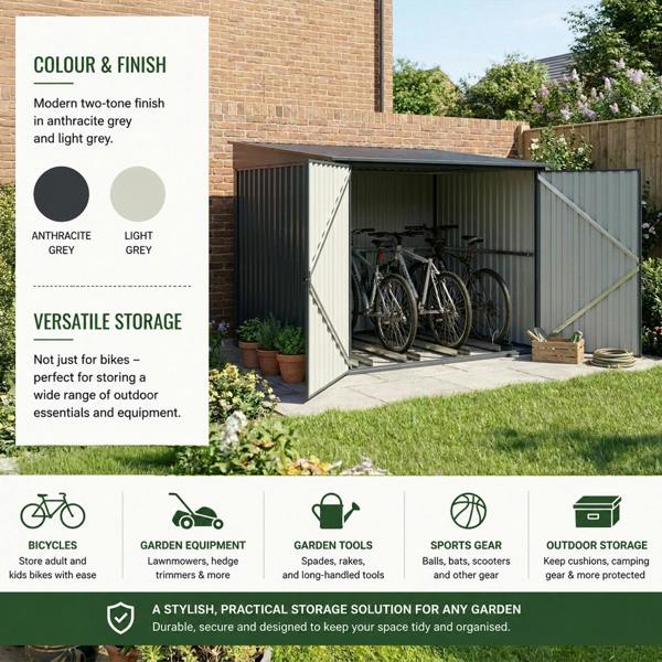Nicoman Metal Bicycle Storage Shed for Up to 4 Bikes