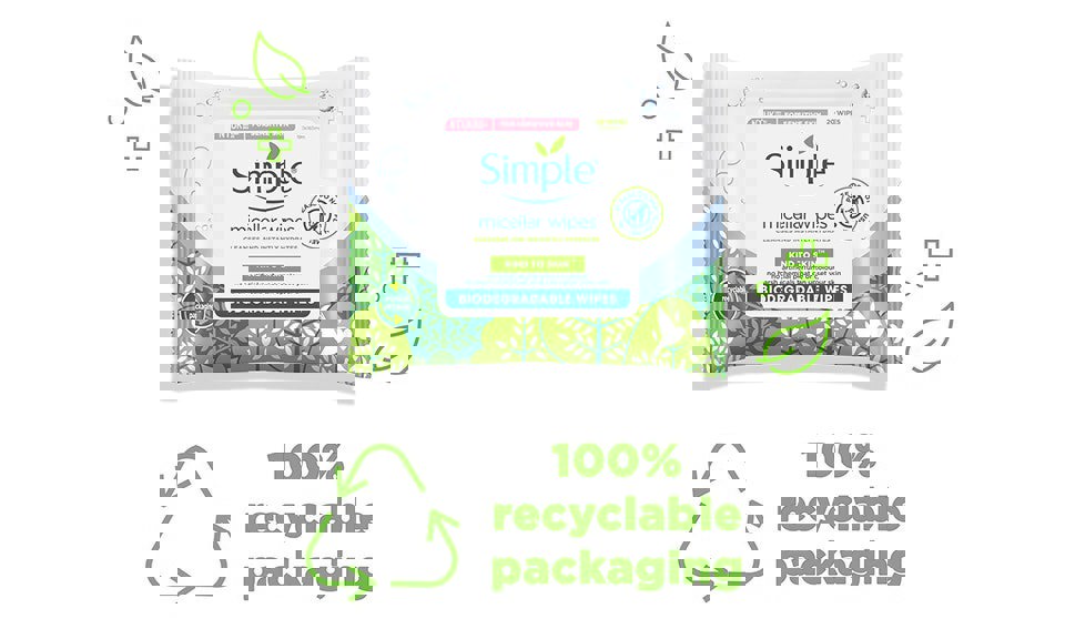 Simple Biodegradable Micellar Wipes with Glycerin & Pro-Vitamin B5,