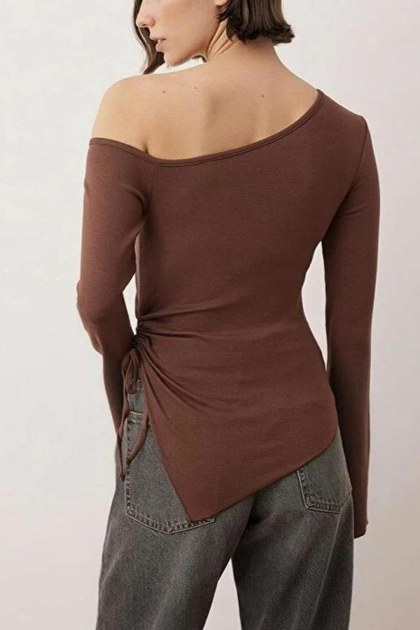 WOVCOR Asymmetrical Spanish Sleeve Knit Blouse