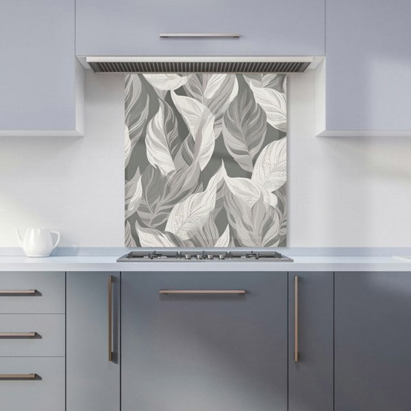 Warren Reed - Designer Grey Floral Leaves Kitchen Splashback