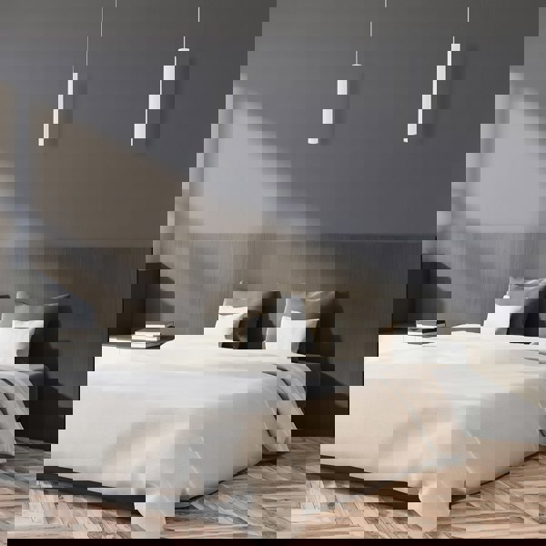 Milagro Hudson Pendant Lamp Hand Made High Quality Elegant Cylindrical Design With Matt White Finish