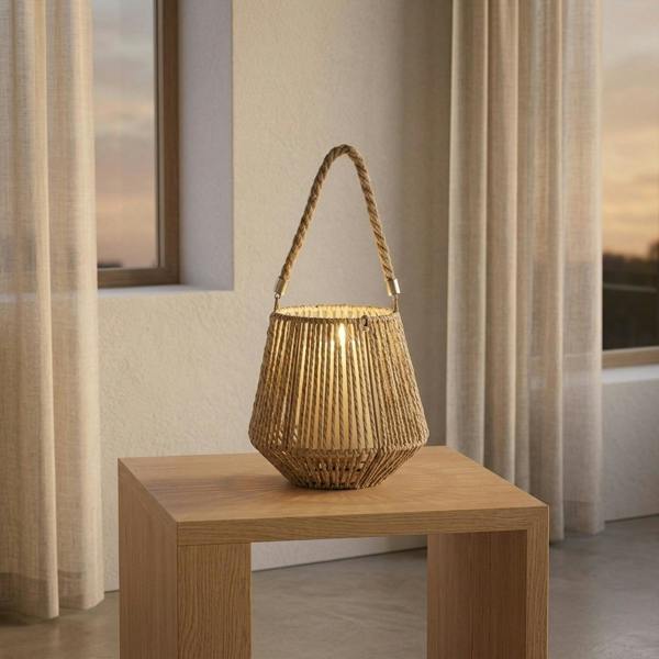 Garden Greatness Braided Paper Lantern with Rope Handle Statement Light