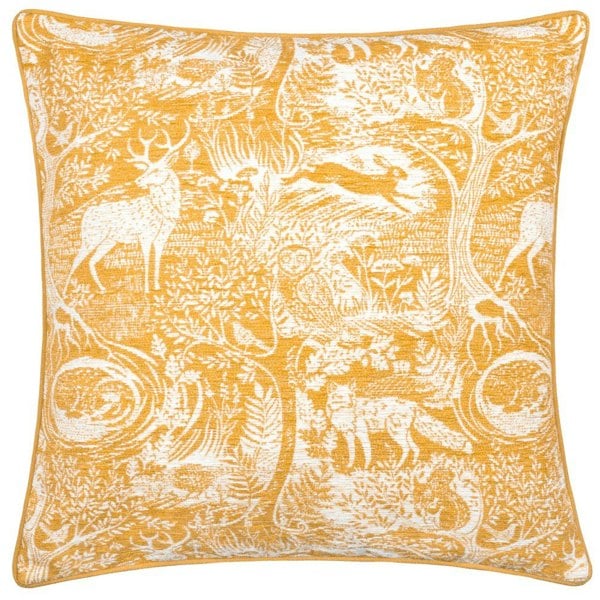 Furn Winter Woods Chenille Animals Cushion Cover - Ochre