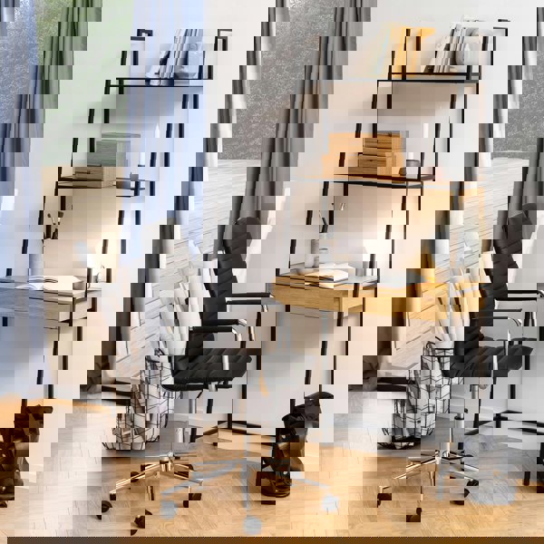 Furniture To Go Seaford Bookcase with 1 Drawer in Black and Oak