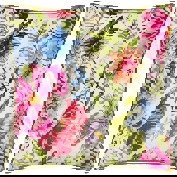 Wylder Nectar Garden Petunia Piped Velvet Floral Cushion Cover - Cream