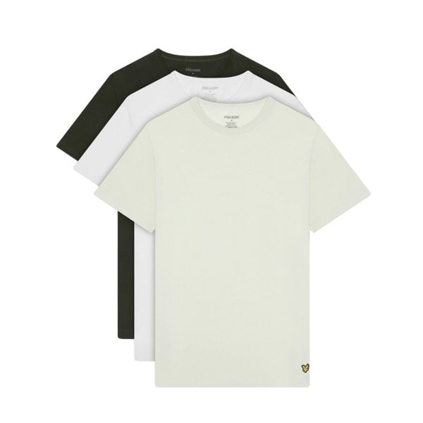 Lyle & Scott Mens Basic T-Shirt (Pack of 3) - Mountain Moss/White/Lowland Blue