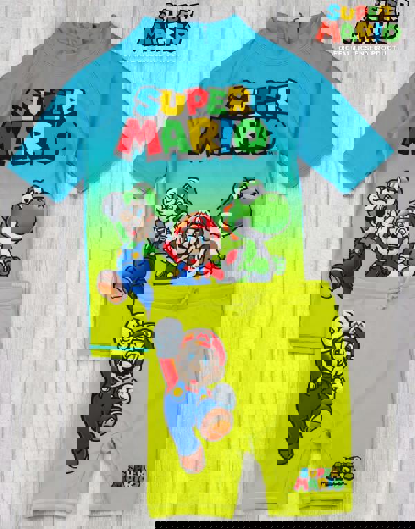 Nintendo Boys Blue Mario & Luigi Placement Print 2 Piece Swim Set