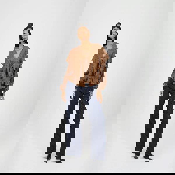 Brave Soul Brown Long Sleeve Top With Frill Detail - Brown Image 3