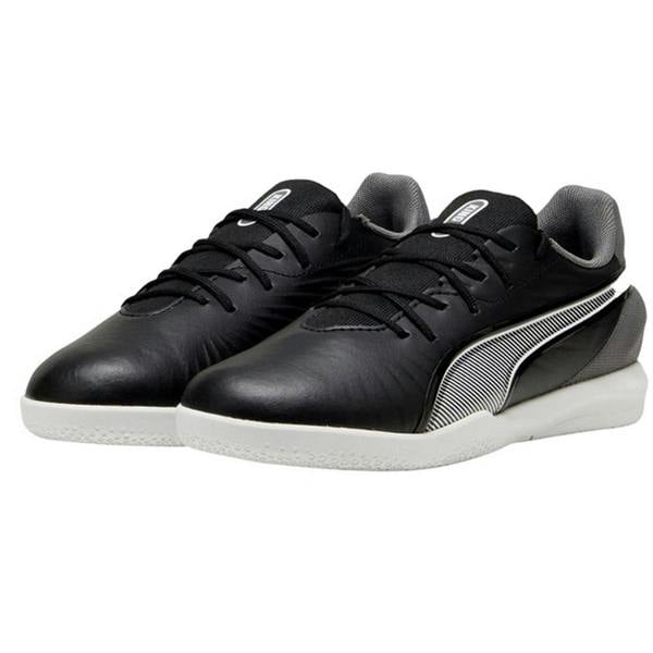 Puma Childrens/Kids King Match Leather Indoor Football Trainers - Black - 