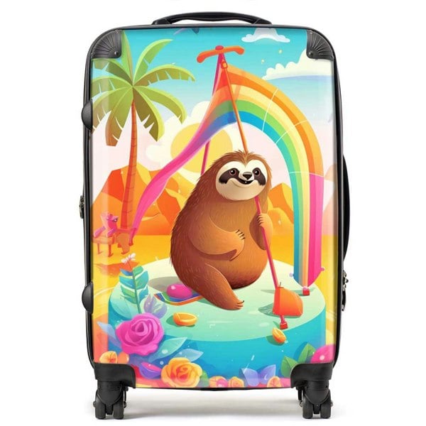 Warren Reed Sloth On A Beach Holiday Suitcase