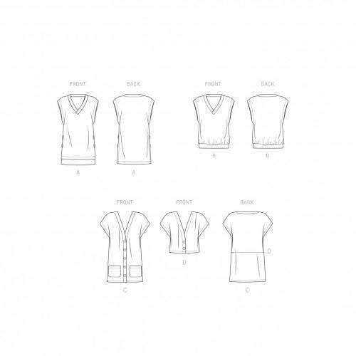 Simplicity Sewing Pattern 9374, Tops, Waistcoats for Women, A (XXS-XS-S-M-L-XL-XXL) - Easy