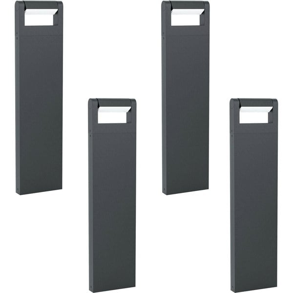 4 PACK IP44 Outdoor Bollard Light Black Cast Aluminium 4.8W LED Post Loops