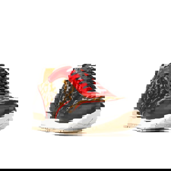 Embassy London Savana - Leopard & Red - Women's athletic trainer with leopard print and black leather