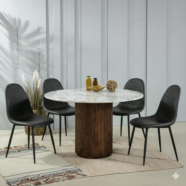 IH Design Corona PU Leather Steel Legs Dining Chairs (Set of 4)