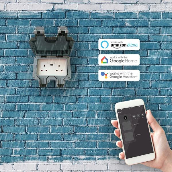 ENER-J outdoor smart WiFi socket compatible with Alexa Google Home and app control