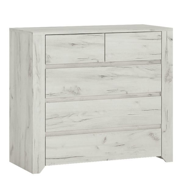 Furniture To Go Angel 2+3 Chest of Drawers in White Craft Oak