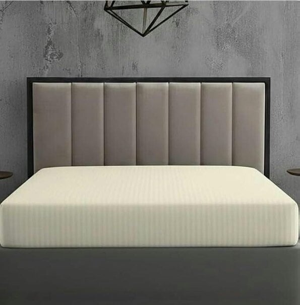 Night Zone Satin Stripe 250 Thread Count Cotton Flat Sheet – Hotel Style Bed Sheet - Cream