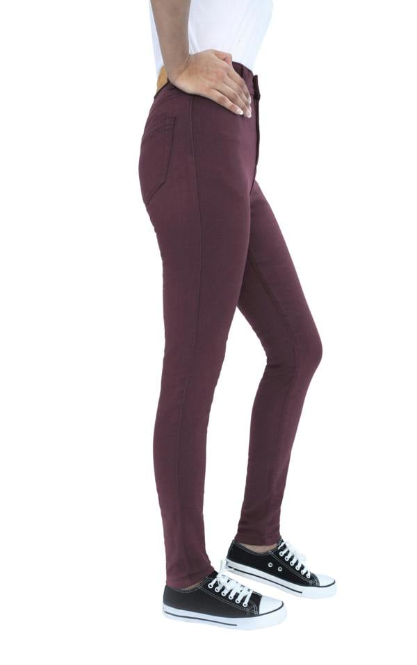 Smart Living Women's Stylish Skinny Fit High Waist Denim Jeans - Berry