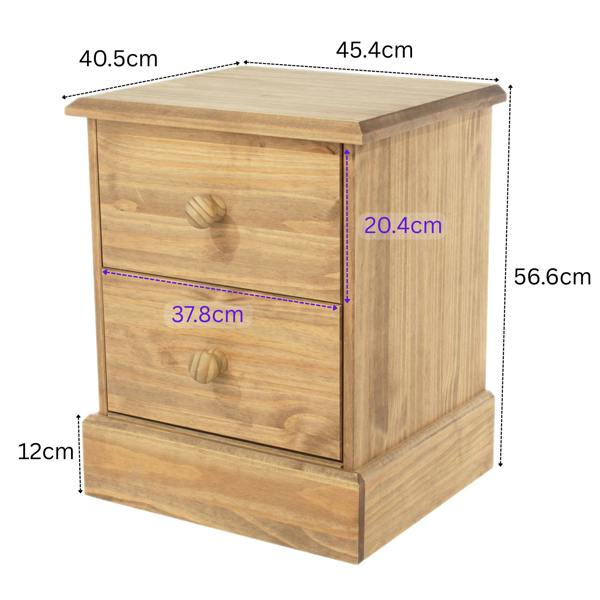 Core Products Cotswold 2-Drawer Bedside Cabinet