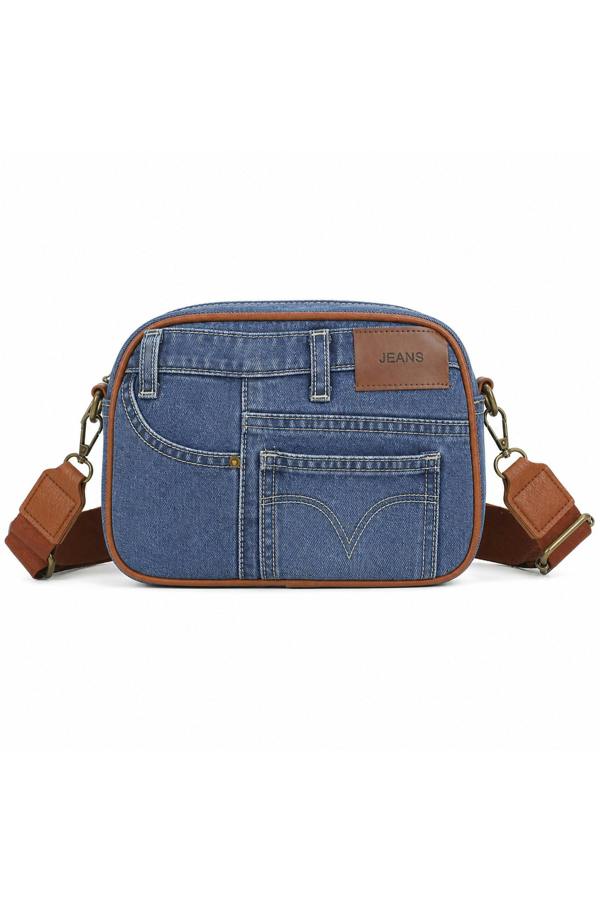 Kitise Jean Style Denim Crossbody Bag with Adjustable Strap