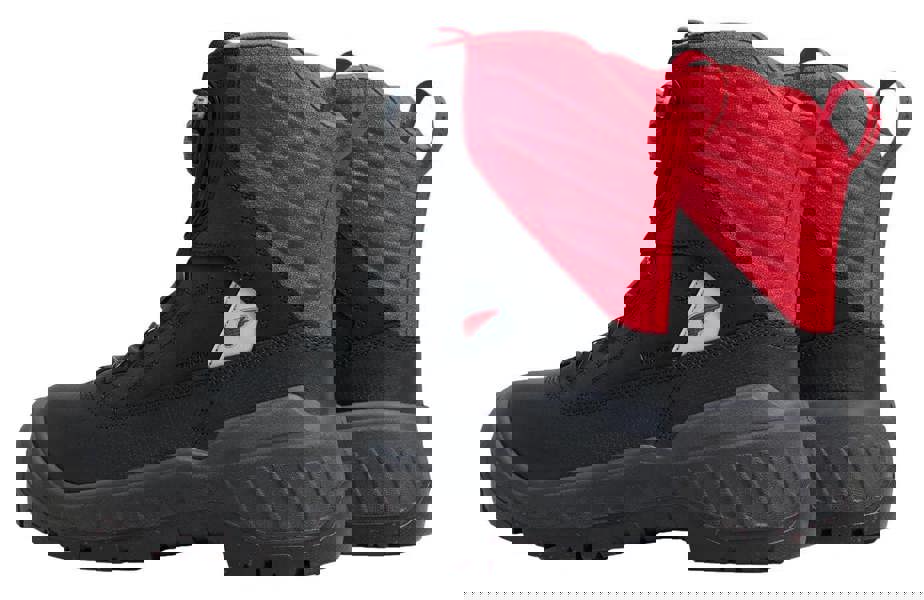 Red Wing Shoes Red Wing Polar X 3265 Mens Waterproof Leather Safety BOA Ankle Boots, black and red safety footwear with waterproof leather upper and BOA dial for easy fitting.