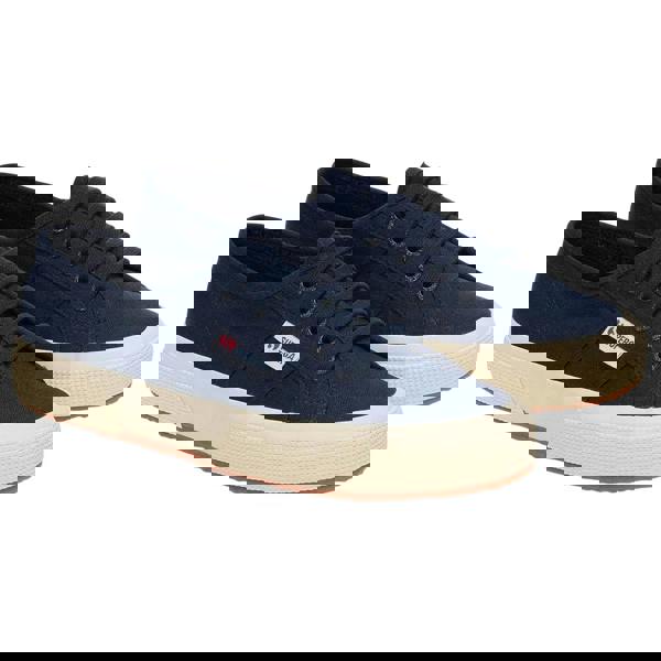 Superga Unisex Adult 2750 Linen Trainers - Navy Blue/Off White - 