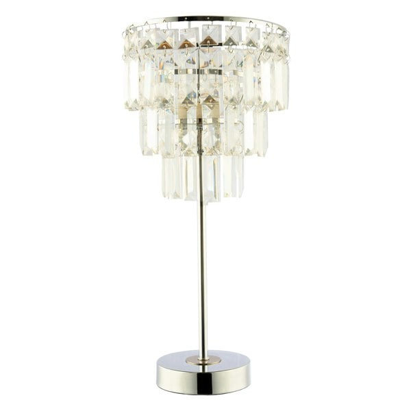 Modern Chrome Table Lamp with Clear Acrylic Decor Three Tier Waterfall Design Image 1