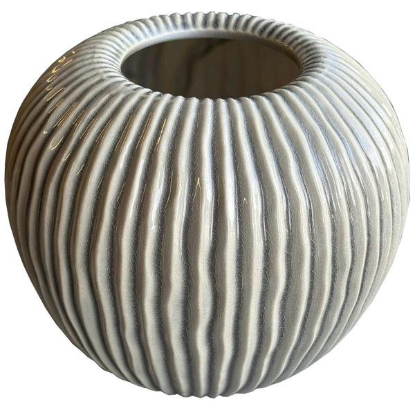 Hill Interiors Pallida Collection Striped Vase - Brown/White/Gold