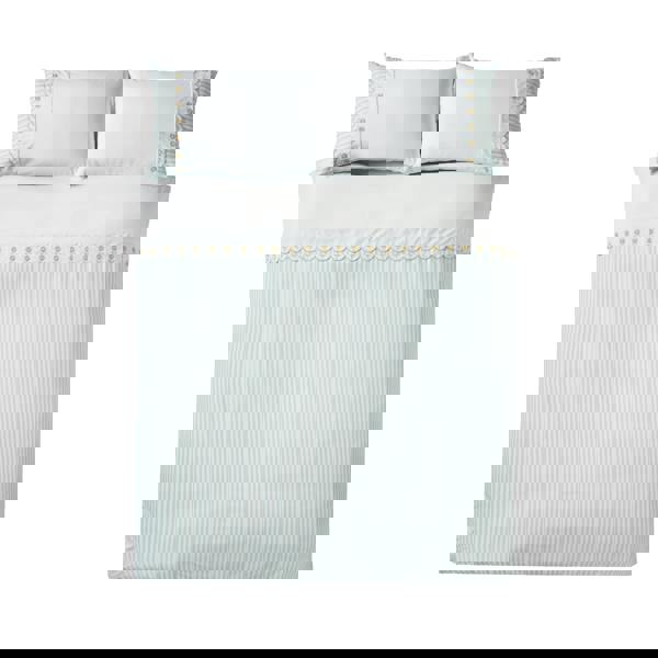 Catherine Lansfield Embroidered Daisy Soft Touch Duvet Cover Set Sage Green