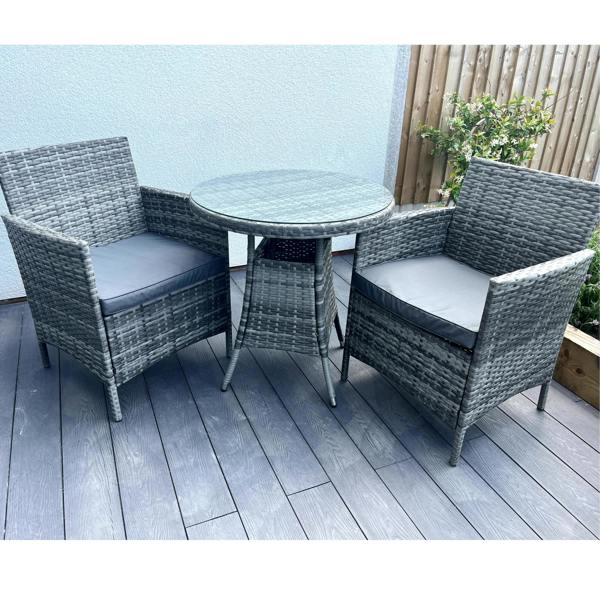 Amazon Wicker Rattan Natural Bistro Set with outdoor cushion - Madefor.Living