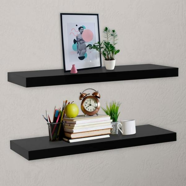 Berkfield Floating Wall Shelves 2 pcs Black 120x20x3.8 cm