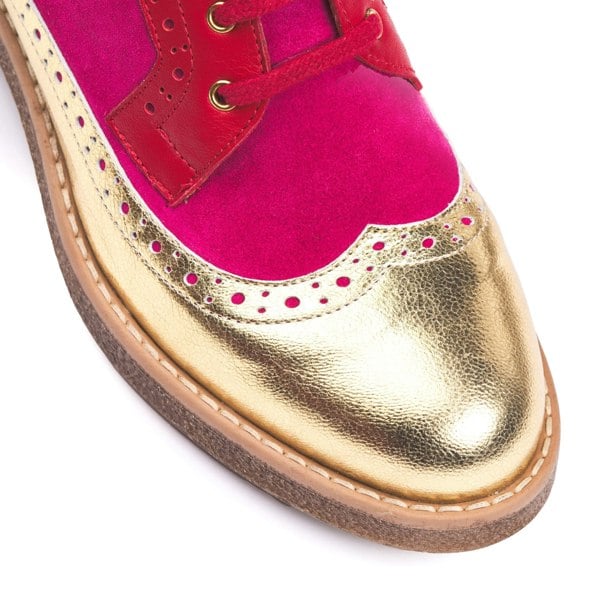 Embassy London Hatter - Ultra Glam - Women's higher ankle boot in red, pink and golden leather