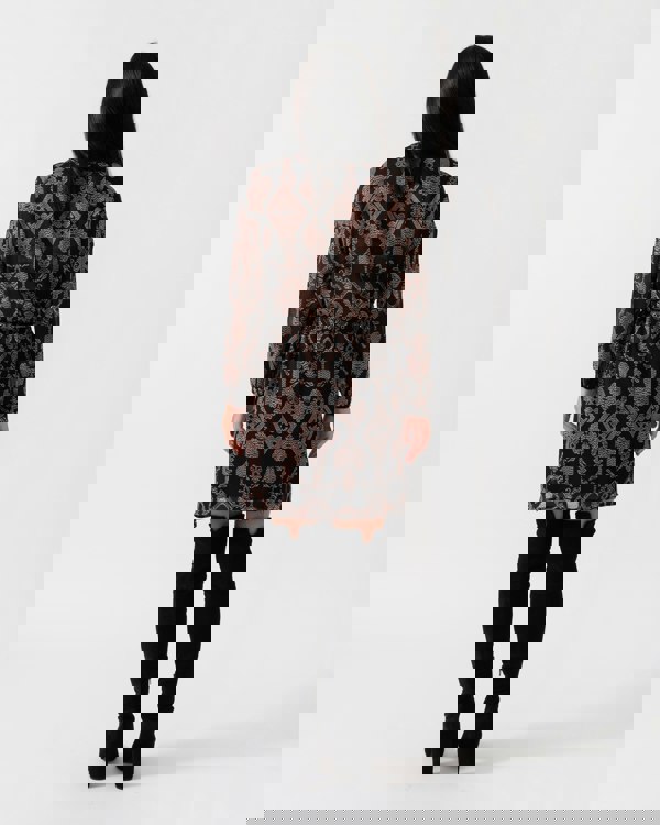 Maison Scotch Printed Sheer Lace Up Oversized Womens Dress