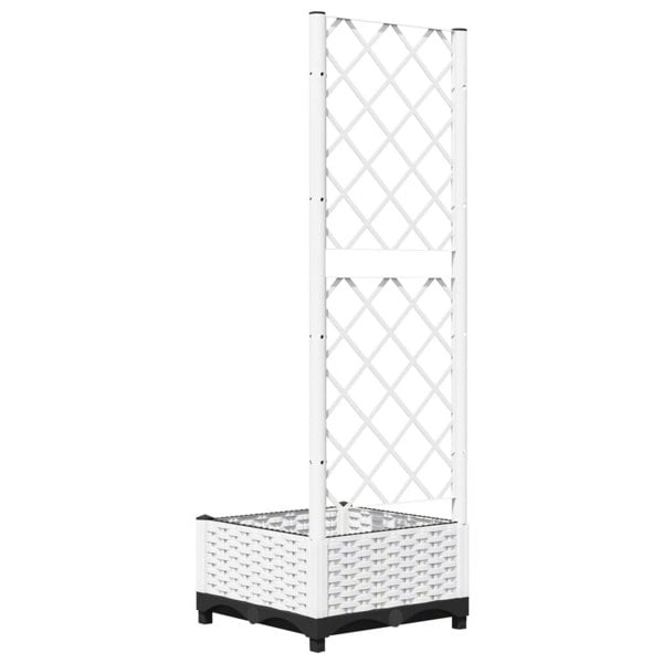 Berkfield Garden Planter with Trellis White 40x40x121.5 cm PP