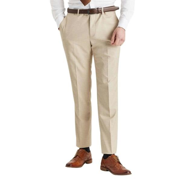 Infinity Leather Men's Beige Lightweight Summer Wedding Party Trouser