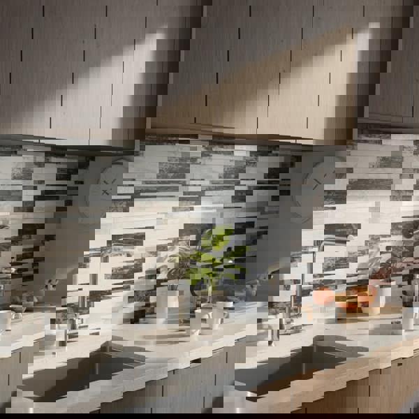 Panel Haus Self Adhesive Wall Tiles - Slate, Chrome and Washed 30cm x 30cm (10 pack)