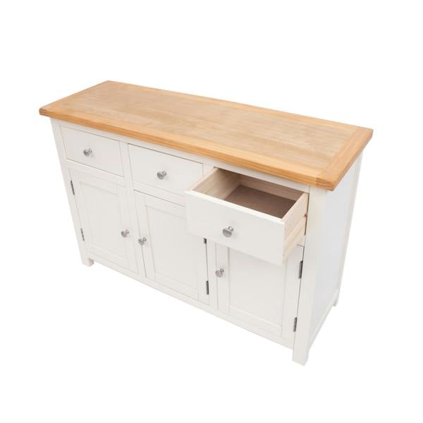 Cabinet Bits Maggiori Off White 3 Drawer 3 Door Sideboard Chrome Knob