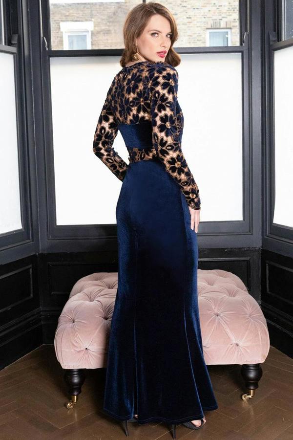 HotSquash Velvet Embroidered Gown
