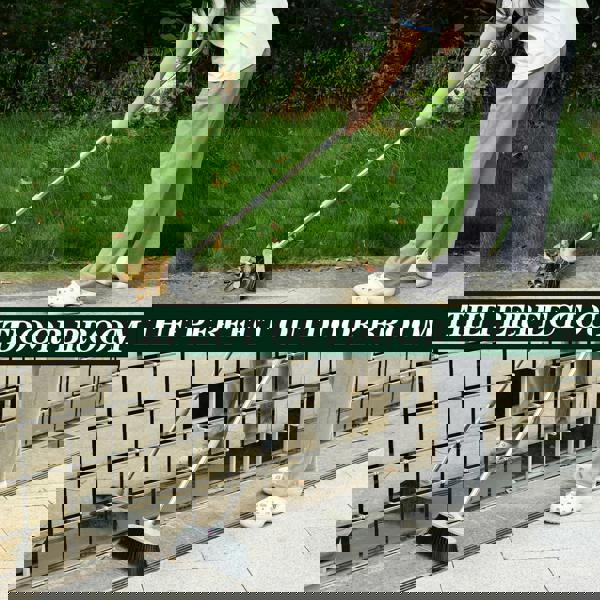 Gr8 Garden Heavy Duty Stainless Steel Broom with Handle Outdoor Garden Hard Bristle Brush