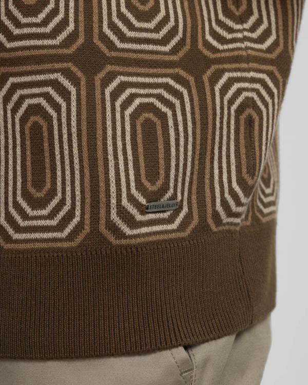 Steel & Jelly Kelsall - Retro Print Knitted Polo Shirt