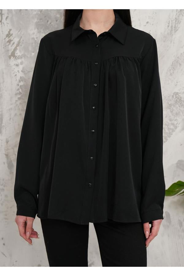 Hoxton Gal Relaxed Fit Long Sleeves Shirt in Black