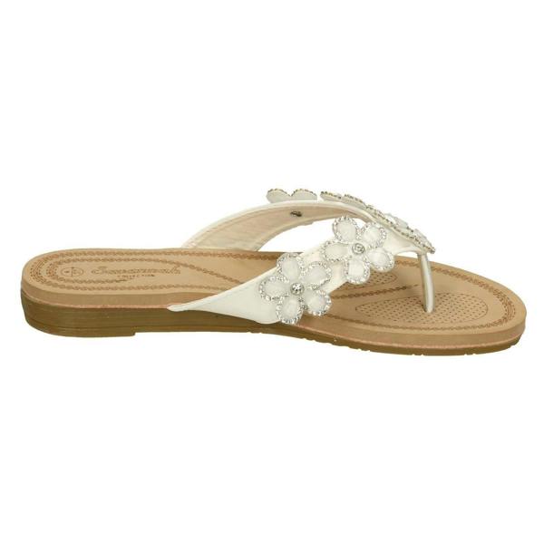 Savannah Ladies Savannah Jewelled Flower Trim Toepost Sandals