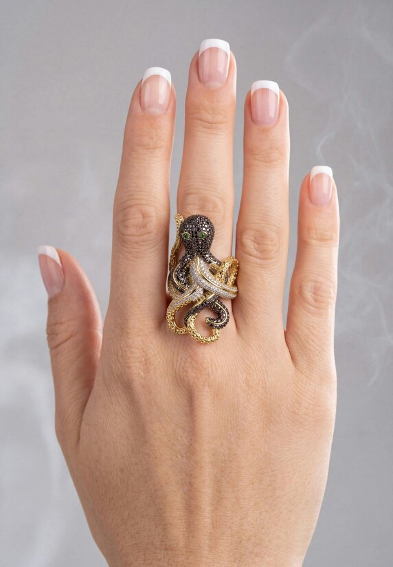 Latelita Octopus Cocktail Ring Nordic Gold Adjustable