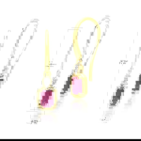 Gemondo Classic Ruby Baguette & Diamond Drop Earrings In 9ct Yellow Gold